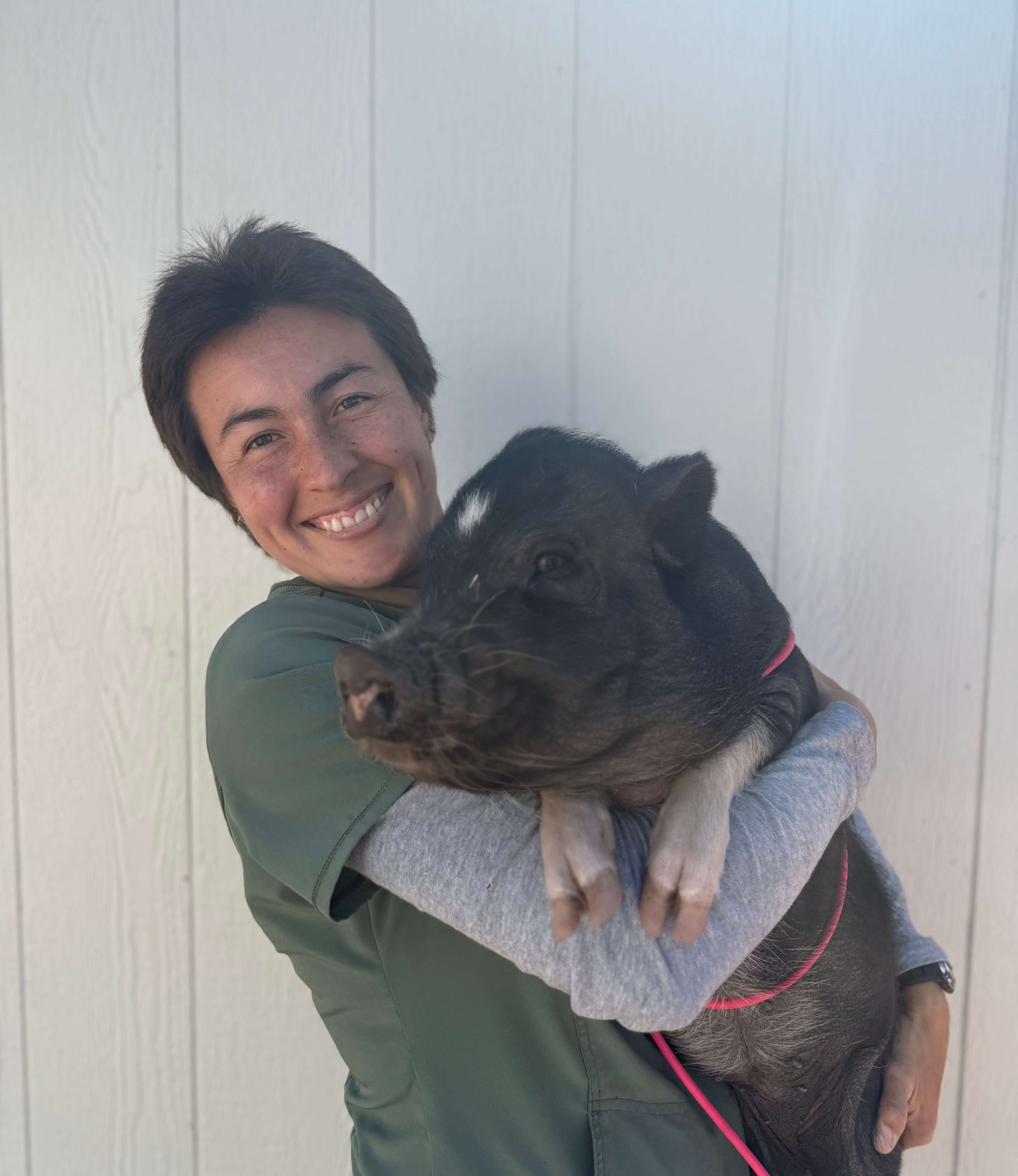 Krystol with her pig Eleanor