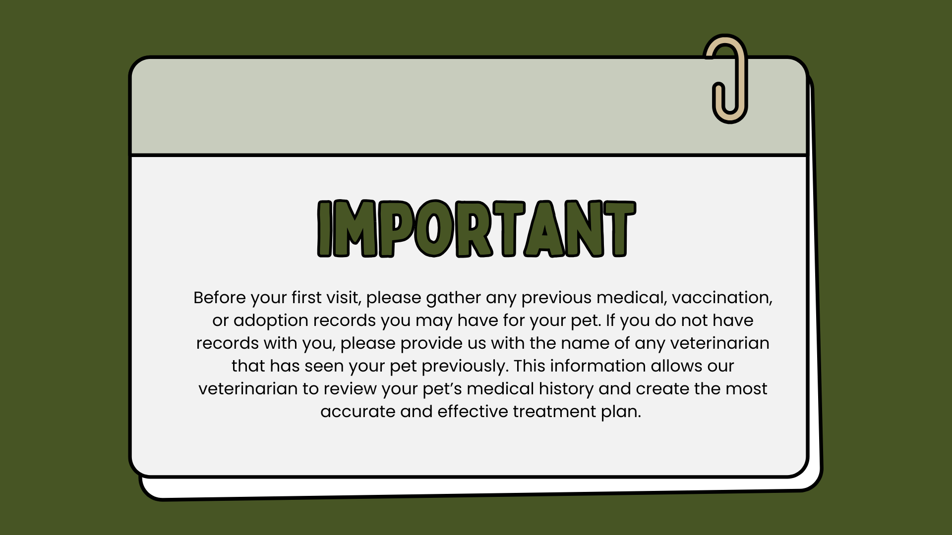 Important info for pet's visit
